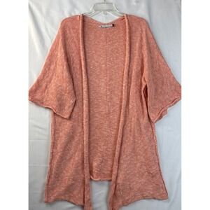 Manos del Uruguay Hand Knit Open Cardigan Sweater One Size Coral‎